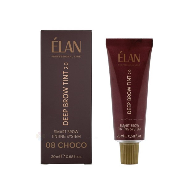 ELAN professional line Фарба для бровей с долгосрочным эффектом DEEP BROW TINT 2.0 08 CHOCO натуральный коричневый, 20 мл.