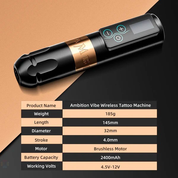 Беспроводная тату машинка Ambition Vibe Tattoo Machine 4.0 mm (gold)
