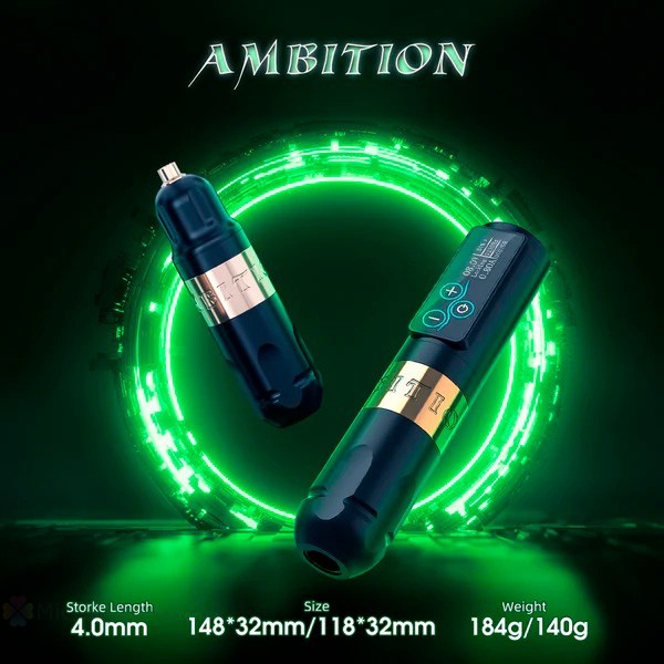 Беспроводная тату машинка Ambition Vibe Tattoo Machine 4.0 mm (gold)