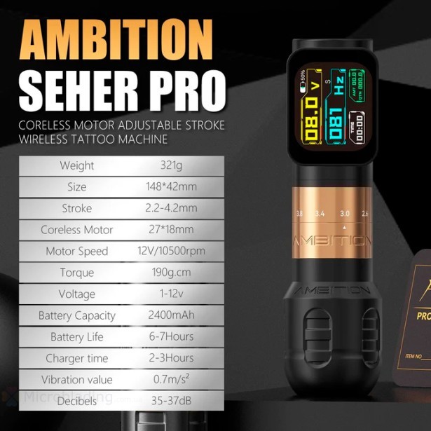 Беспроводная тату машинка Ambition Seher PRO Tattoo Machine (black)