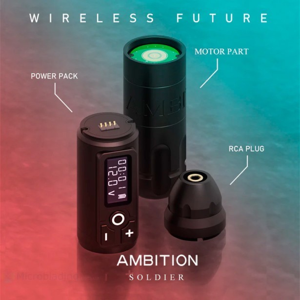 Беспроводная тату машинка  Ambition Soldier Tattoo Machine 4.0 mm (black with red)