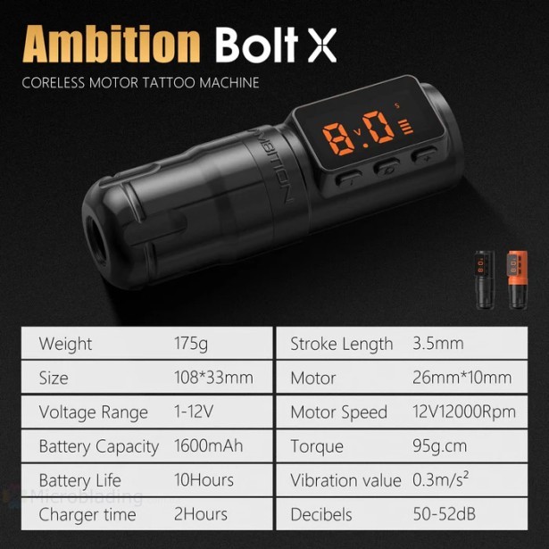 Беспроводная тату машинка Ambition Bolt-X (black)