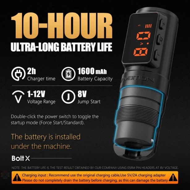 Беспроводная тату машинка Ambition Bolt-X (black)