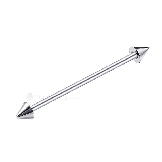 Штанга индастриал Long Silver, 1.6×38 мм, конусы 3 мм