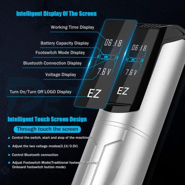 Беспроводная тату машинка EZ P5 (Silver)